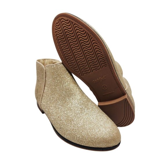 Cat & Jack Girls Glitter Gold Ankle Boots Size 4 With Side Zipper Closure - Picture 7 of 9